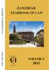 ZANZIBAR YEARBOOK OF LAW VOLUME 5 VOLUME ZANZIBAR YEARBOOK OF LAW INTO PASSION TRANSFORM JUSTICE