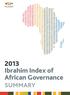 2013 Ibrahim Index of African Governance SUMMARY
