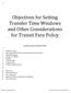 Objectives for Setting Transfer Time Windows and Other Considerations for Transit Fare Policy