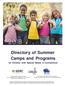 Directory of Summer Camps and Programs