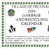 2016 GARBAGE AND RECYCLING CALENDAR