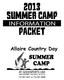 2013 SUMMER CAMP INFORMATION PACKET