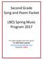 Second Grade Song and Poem Packet. LBES Spring Music Program 2017