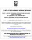 LIST OF PLANNING APPLICATIONS