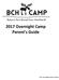 2017 Overnight Camp Parent s Guide