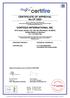 CERTIFICATE OF APPROVAL No CF 5303 CONTEGO INTERNATIONAL INC.