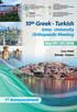 10 th Greek - Turkish Intra - University Orthopaedic Meeting. Welcome Letters