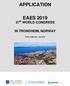 APPLICATION. EAES th WORLD CONGRESS