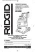 RV24000 RV QUESTIONS OR COMMENTS? CONTACT US AT   In the U.S. and Canada, Call RIDGID In Mexico, Call