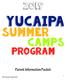 Parent Information Packet Summer Camp Packet
