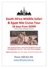 South Africa Wildlife Safari & Egypt Nile Cruise Tour