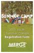 2015 Youth Summer Camps Registration Form