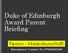 Duke of Edinburgh Award Parent Briefing